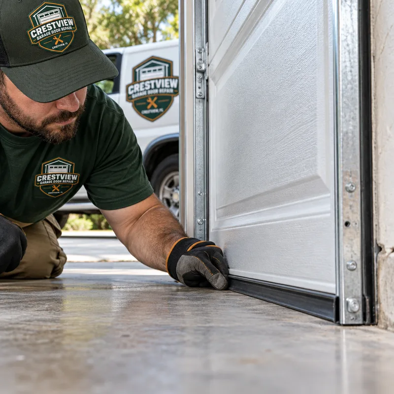 Garage door bottom seal making full contact across the floor without visible corner gaps